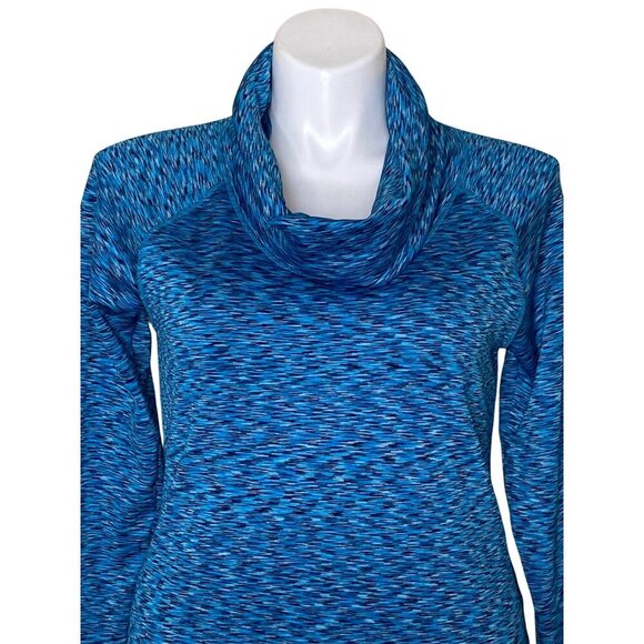 Athleta Blue Space Dye Tranquility Pullover Cowl Neck Top, Women's Size L - Picture 2 of 10